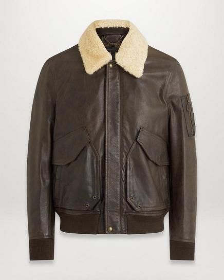 Veste Cuir Belstaff Homme Carrier Noir Marron France UQ8052914